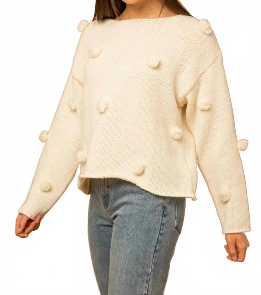 NEW GILLI eve pom pom sweater in cream
